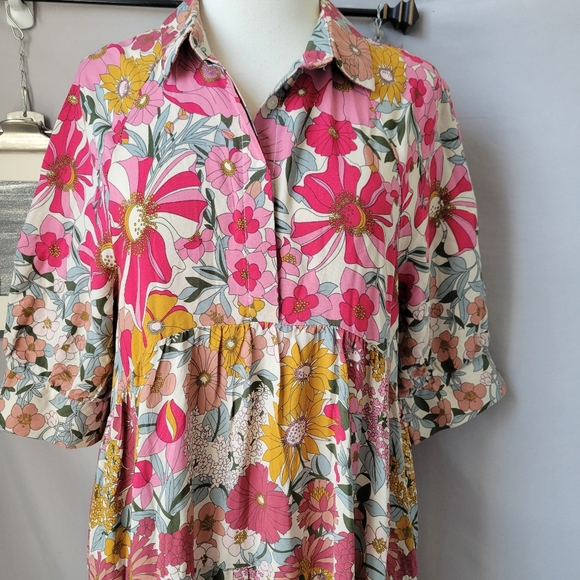 Natural Life Rebecca Midi Dress Vintage Floral Pink M - Picture 4 of 16